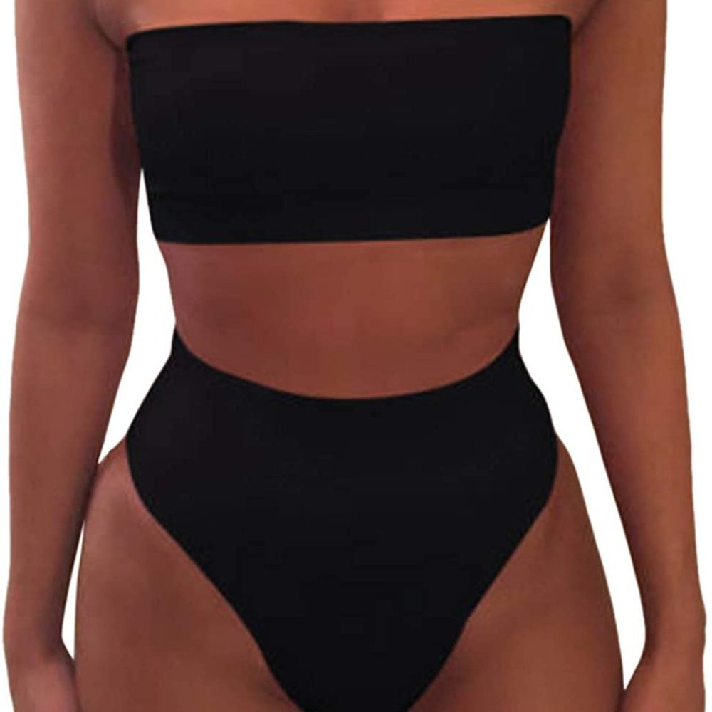Women's Wrap Pad Cheeky High Waist Bikini Set Suit - Picture 1 of 6